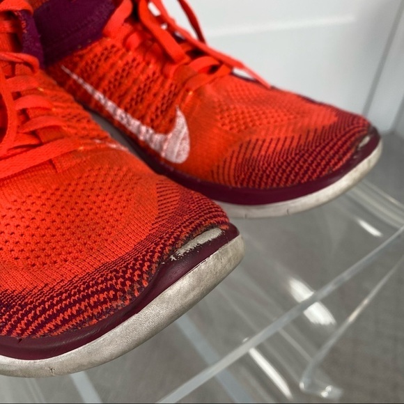 💙 NIKE Free RN Flyknit Bright Orange Sneakers - Picture 2 of 6